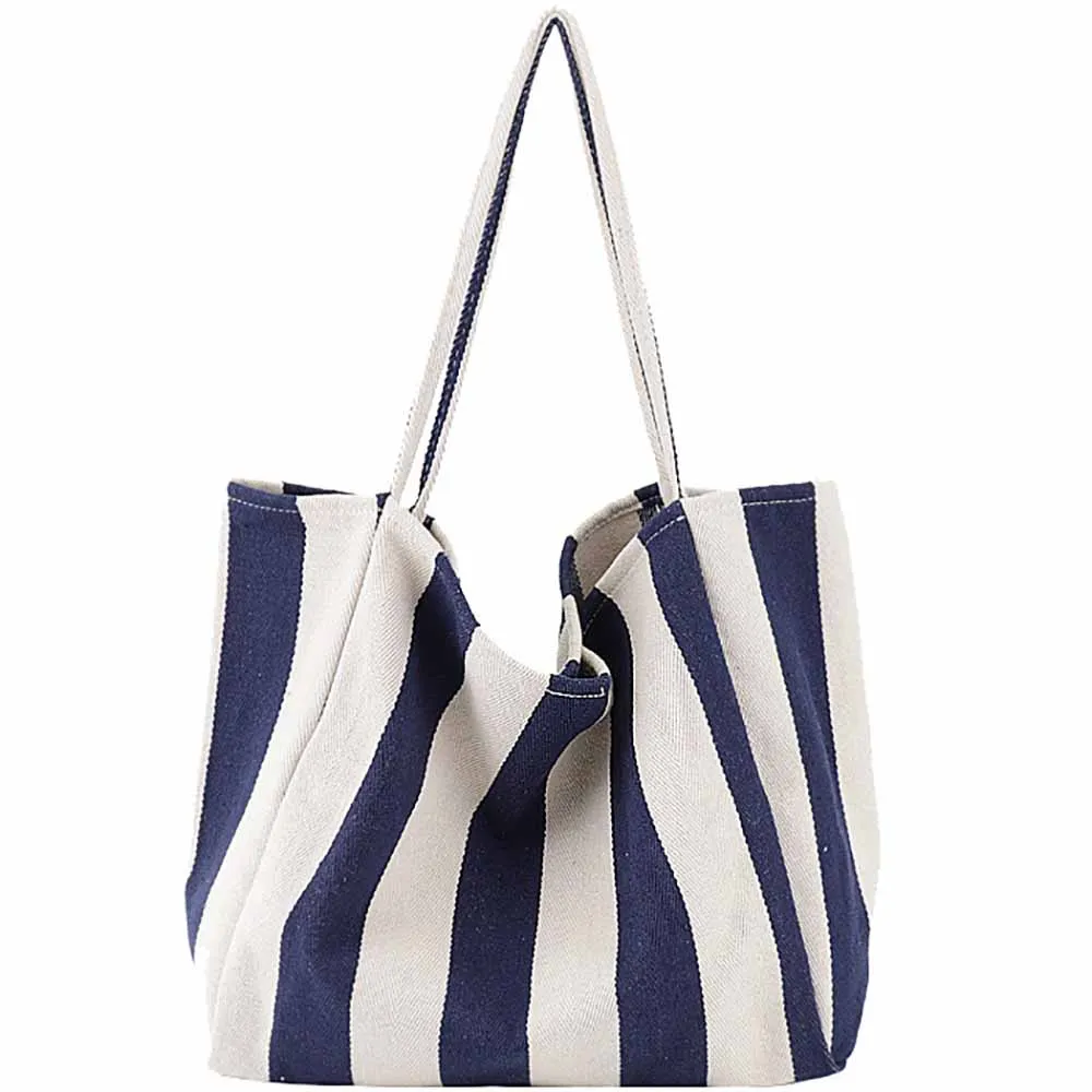 Women Brand Design Tote Bags Female Luxury Stripe Canvas Shoulder Bag Large Capacity Shoulder Packs For Ladies Free Shipping New