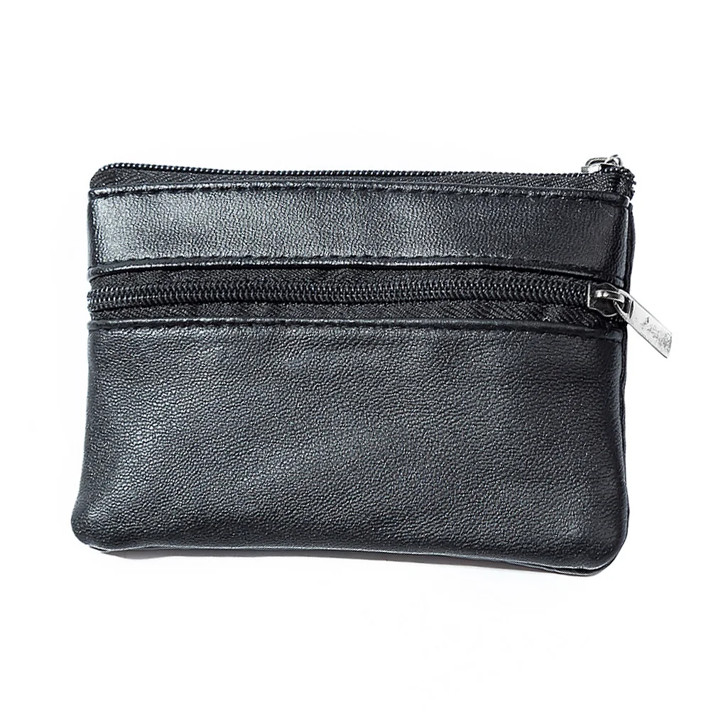 

Money Pouch Zipper Key Coin Purse Men Women Mini Pocket Card Holder Solid Wallet Bag Artificial Leather Gift Soft