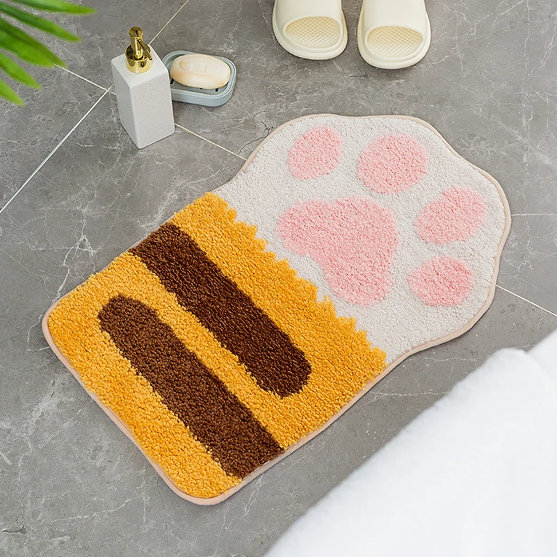 

Flocking Entrance Doormat Cartoon Cat paw dog paw Bathroom Non-slip Floor Mat For Bedroom Hallway Kitchen Area Rug Home Decor