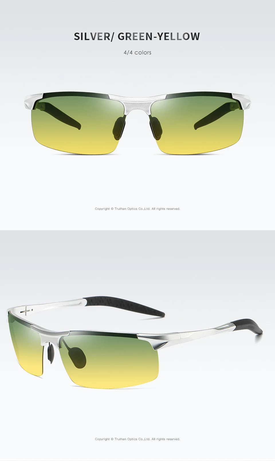 Mens Aluminum Sports Glasses for Driving Day and Night Vision Goggles Anti Glare Sunglasses with Gradient Polarized Lenses 5933