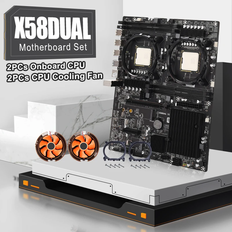 Новый двойной комплект материнской платы JINGSHA X58 Lga 1366 с встроенным ЦПУ L5520 2 27 ГГц