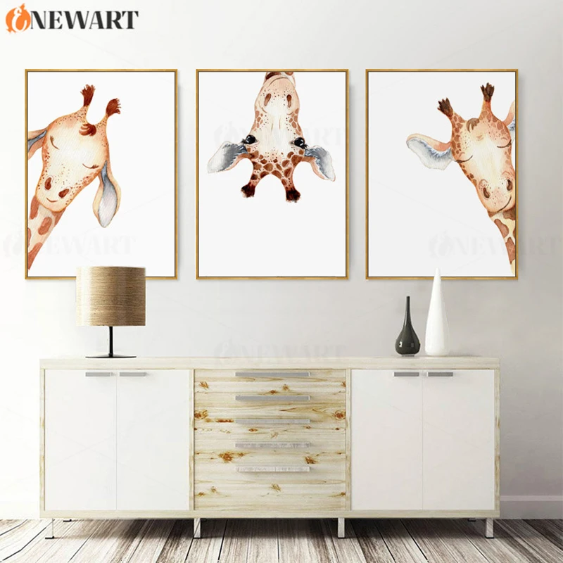 Настенный постер для детской комнаты Мультяшные принты жирафов украшение