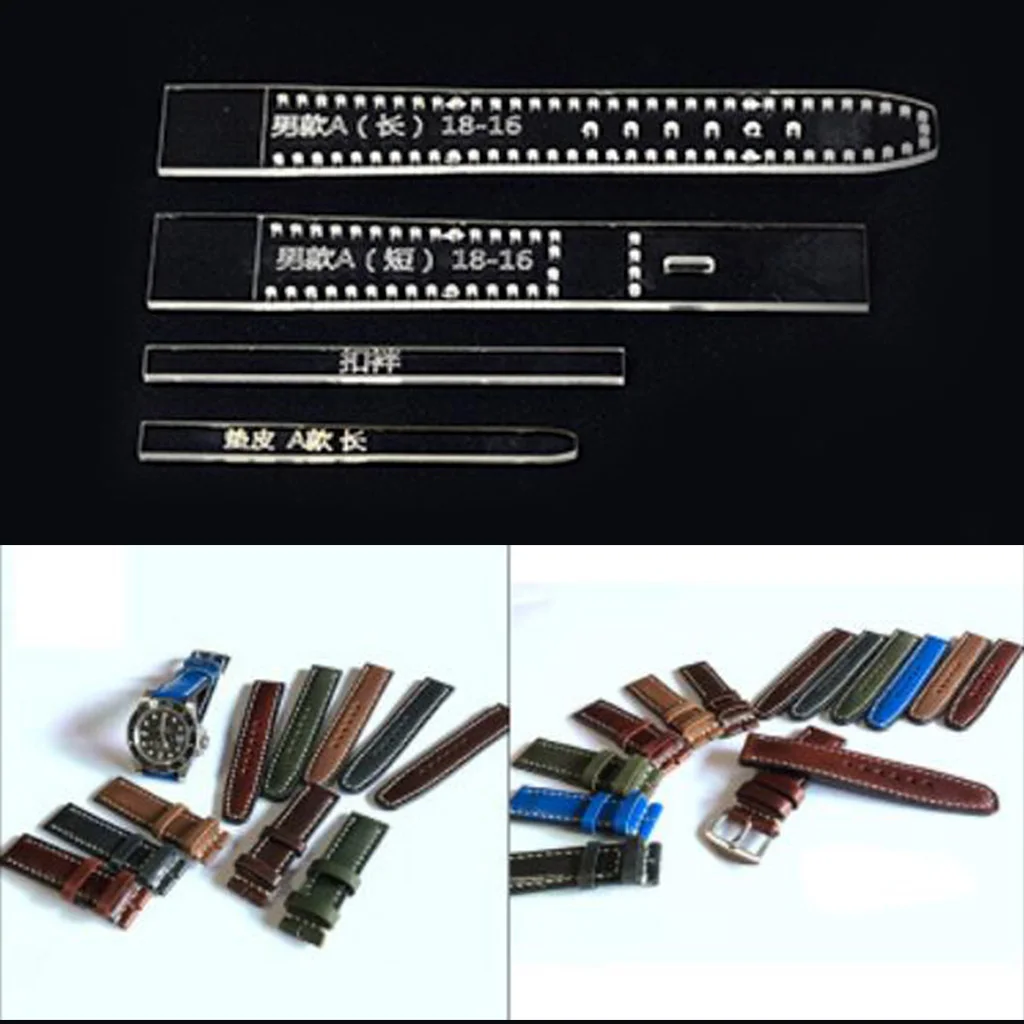 4 Pieces Handmade Watch Strap Band Patterns Leather Craft Clear Acrylic Templates