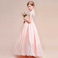 Коллекция года, детское нарядное платье принцессы Пышное трикотажное платье для девочек, платье с цветами для мальчиков и девочек, фортепиано костюм для маленьких девочек розового цвета