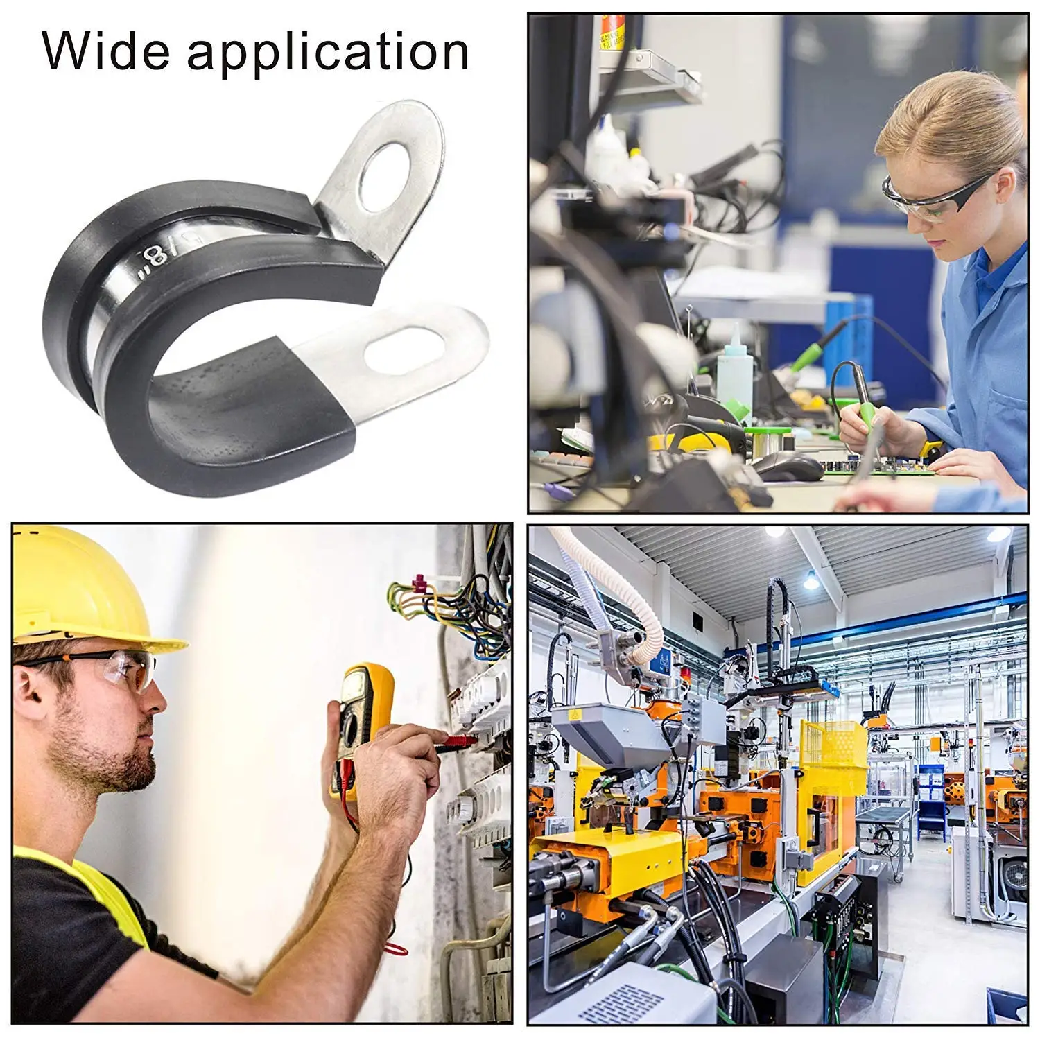 Хомут для кабеля 52 шт. резиновые подушки изоляционный зажим. Нержавеющая сталь