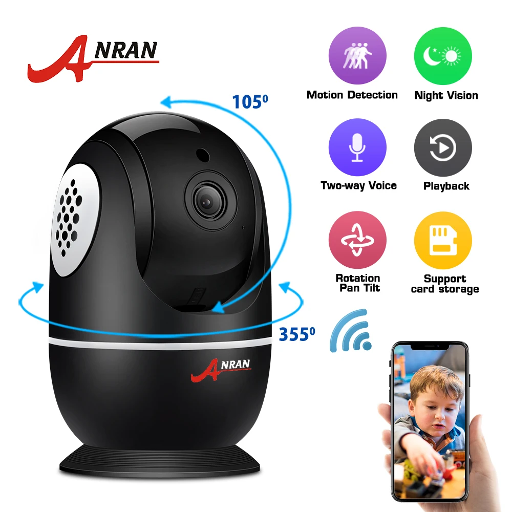 

ANRAN IP Camera Wifi 1080P HD Surveillance Camera Baby Monitors Two-way Audio Wireless Security Camera Night Vision PT Camera