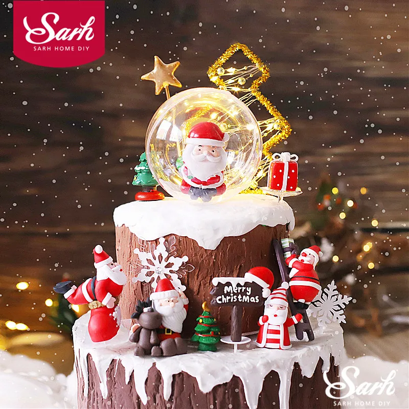 Cake Decoration sets Santa's snowmen penguin Christmas Cake yule log toppers 
