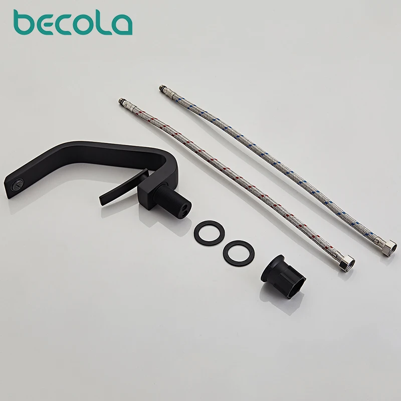 BECOLA Современный модный латунный Смеситель для раковины черный медный смеситель