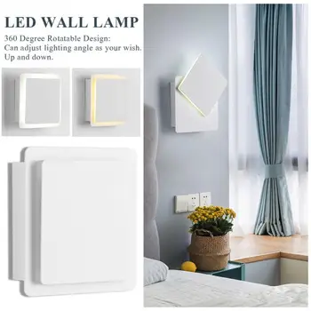 

Cafe Iron Craft Living Room Study Square 360 Degree Rotatable Corridor Bedroom Home Modern Simple Stairs LED Wall Lamp Hotel