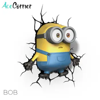 

Acecorner Despicable Me Bob Stuart Kevin Minions 3D LED Wall Lamp Night Light Child Bedroom Decor Living Room Creative Kids Gift