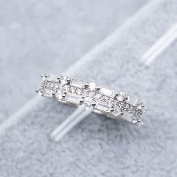 

2020 trendy blue color princess 925 sterling silver eternity band ring africa for women lady anniversary gift jewelry R5399