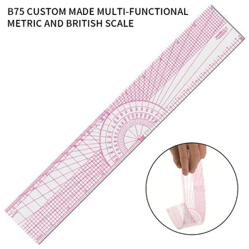

Beveled Transparent Ruler Protractor Ruler Metric/Inch Ruler for Engineering Studying Sewing Tools
