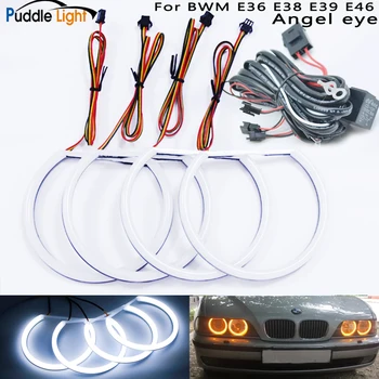 

For bwm e46 e39 e38 e36 Angel eye Car-styling Dual color WHITE Yellow 4X131MM LED Halo Rings Cotton Light Lighting decoration