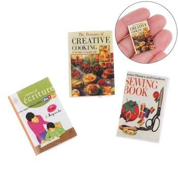 

3Pcs Mini 1:12 Miniature Scene Model Dollhouse Cook Study Book Paper Notebook Children Toys Birthday Gifts Accessories for Doll