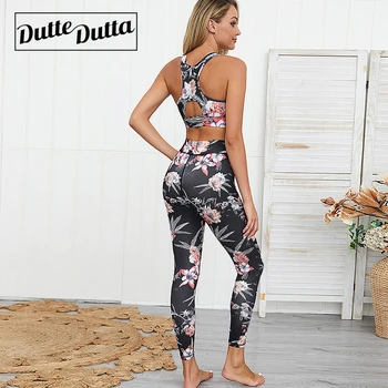 

Yoga Sets Fitness Clothing High Waist Gym Leggings Women Padded Sports Bra Top Leggings Print Wear Sport Suits