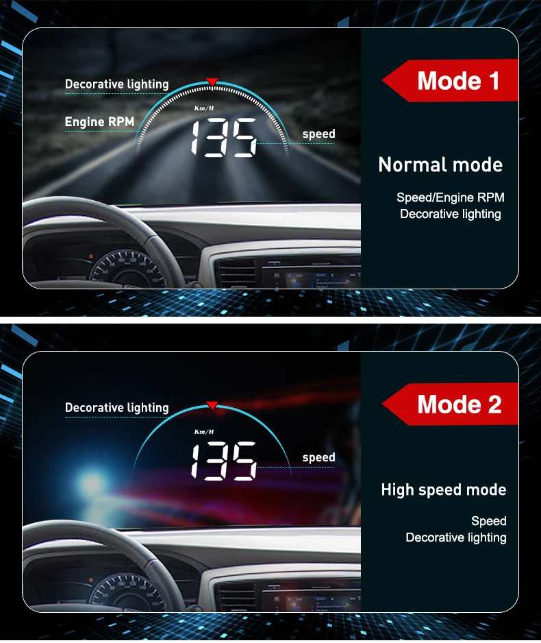 WIIYII M8 светодиодный дисплей, HUD OBD II, Автомобильная сигнализация скорости, автомобильная электроника, проектор, измеритель скорости лобового стекла DFDF