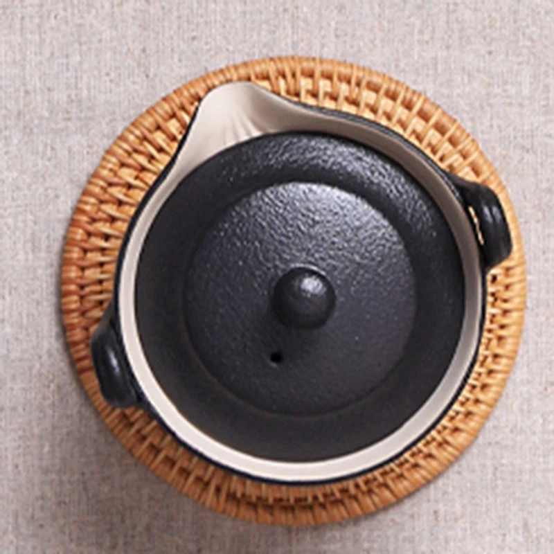Quality 6Pcs/Lot Creative Tea Coasters Set Cup Cushion Kungfu Tea Accessories Tableware Placemat Saucer Rattan Weave Cup Mat P