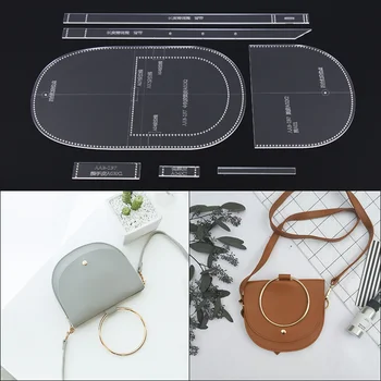 

Acrylic Stencil Leather Handmade Craft Women`s Shoulder Bag Sewing Pattern Template Sewing Accessories with Holes18.5x15.5x1.5cm
