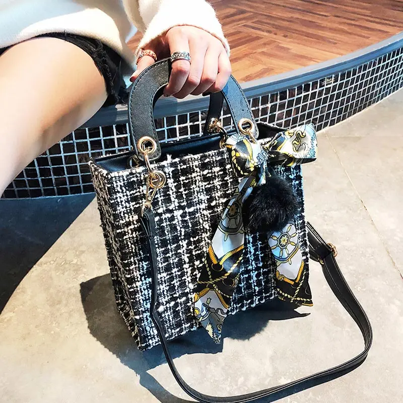 

Luxury Designer Women Tote Bag Over The Shoulder Lady Fashion Scarf Bow Korean Woman's Clutch Sling Shopper Bags Female Handbags
