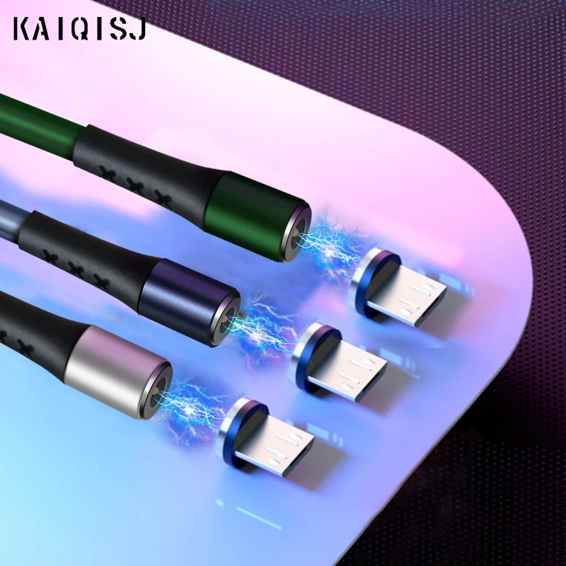 

KAIQISJ LED Light Liquid Silicone Magnetic Cable Fast Charging Magnet Micro USB Interface Phone Data For Xiaomi Huawei OPPO 2020