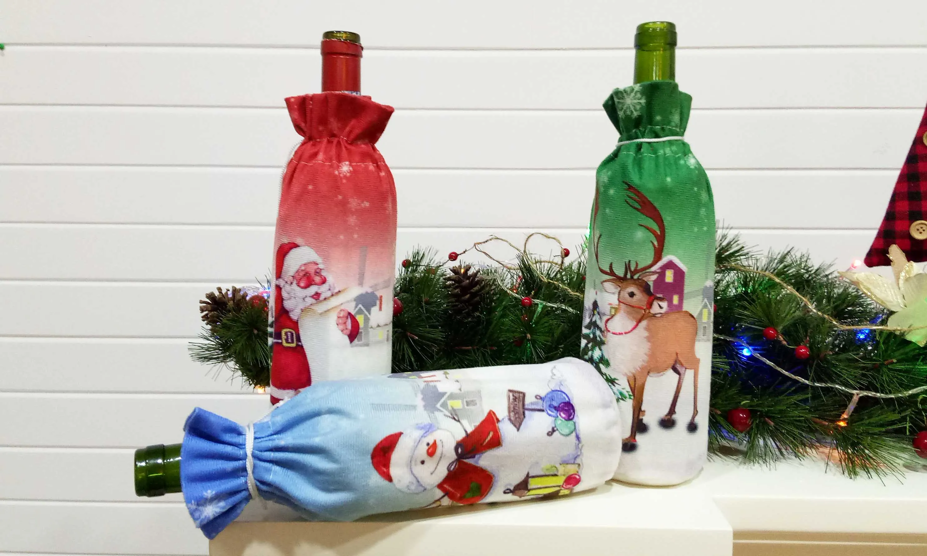 Крышка для бутылки с красным вином сумки украшения дома вечерние Санта-Клаус Снеговик Рождественская упаковка Рождественское украшение