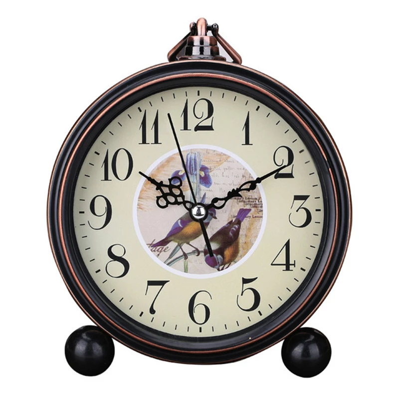 Европейский ретро бесшумный будильник с металлической оболочкой HD Стекло медная указка Висячие настенные часы римский цифровой дисплей Будильник - Цвет: NZ13