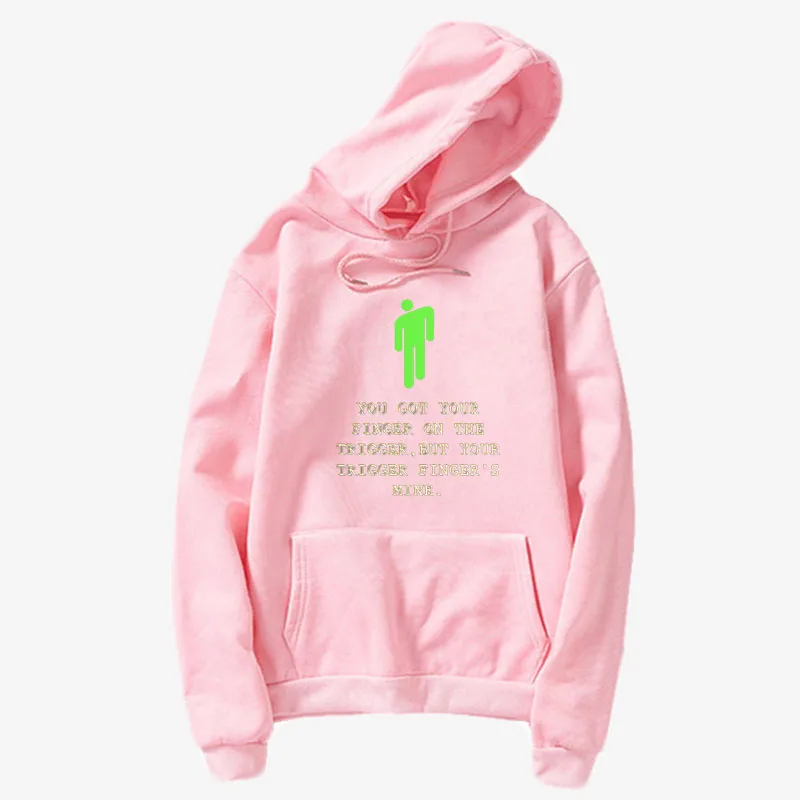 pink Электронная музыка Билли эйлиш толстовки крутой тренд Харадзюку Мода круглый вырез длинный рукав плюс бархат пуловер уличная Толстовка - Цвет: pink