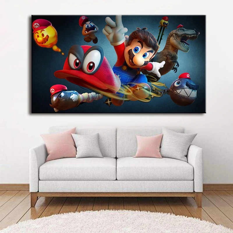 Печать Искусство nintendo супер Марио Одиссея плакат печать живопись Супер на холсте