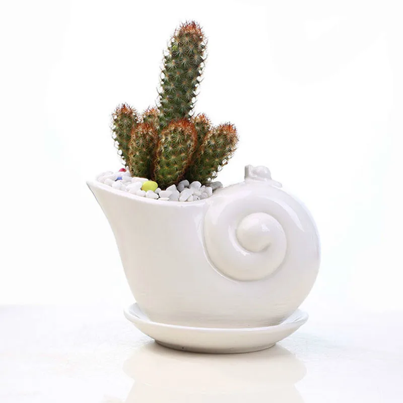 

Creative Cartoon Snail Plant Pots Desktop Decoration Ceramic Flower Pots For Planters Succulent Bonsai Pots With Tray