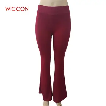 

High Waist Women's Flare Pants Bell Bottom Sweatpants Solid Spring Autumn Elastic Trousers For Women Soft Track Pants Lady