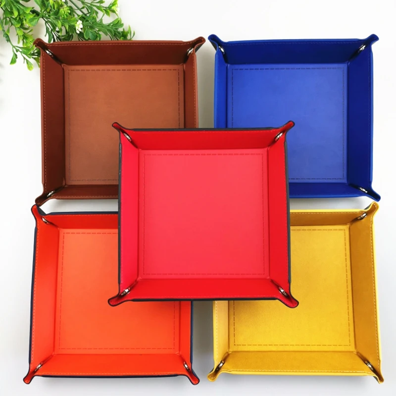 

AMS-Tweezers Tray PU Folding Square Tweezers Folder Tweezers Bracket Folding Tray for Dice Game Board Game Dice Storage