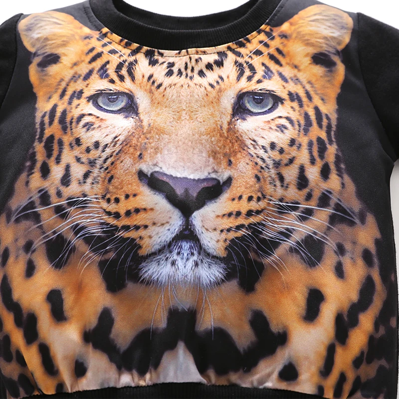 Новые осенние детские футболки с 3D принтом тигра повседневные топы с длинными рукавами одежда для мальчиков и девочек