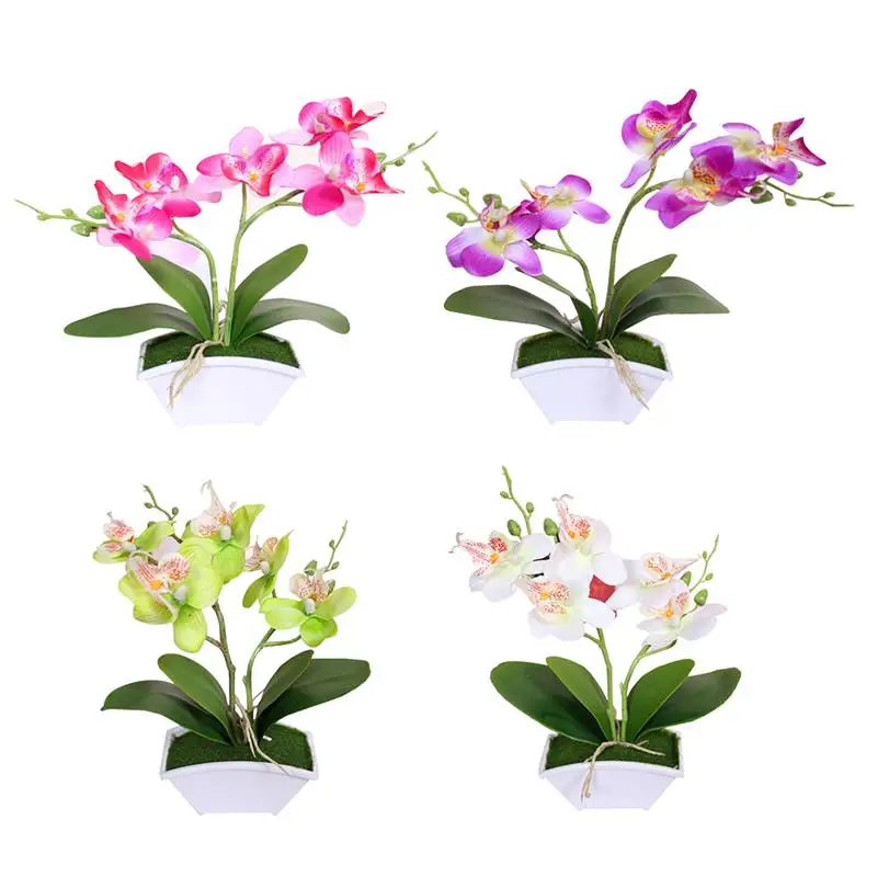 Bonsai Potted Flower Artificial Phalaenopsis Fake Potted Plant Table Ornament For Home Wedding