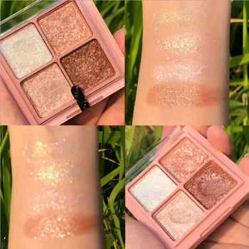 

Mini Four Colors Eyeshadow Compact 4-Color Sequin Shimmering Powder Pearly Lustre Matte INS Cheap Eyeshadow