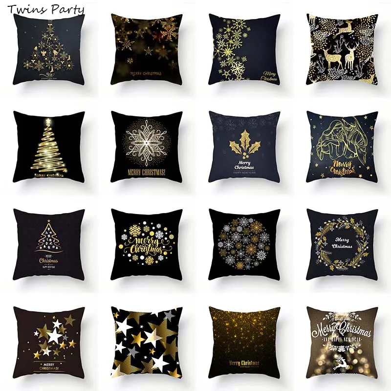 

Twins 45*45cm Christmas Cushion Cover Merry Christmas Decoration Pillowcases Christmas Style Pattern Pillow Case Decor