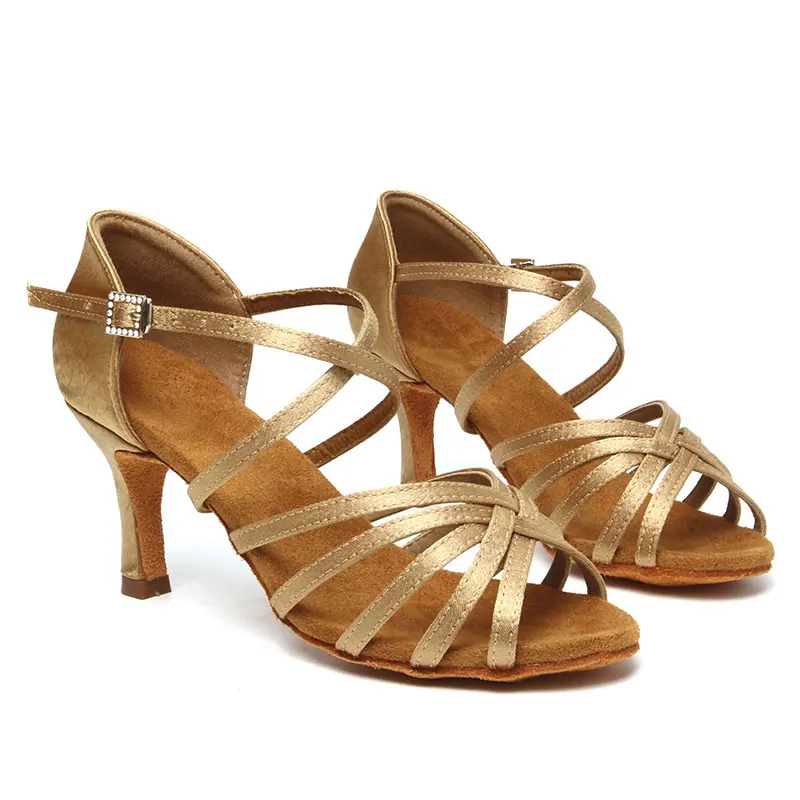 Women Dance Shoes Girls Ballroom Latin Dance Shoes Ladies Samba Dancing-Shoes Tango Performance Salsa Sandals Red dance shoes
