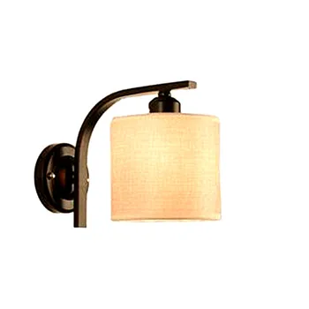 

Nordic Stairs Hotel Guest Room Living Room Bedroom Aisle LED Bedside Lamp Iron Base Linen Lamp Shade Wall Light