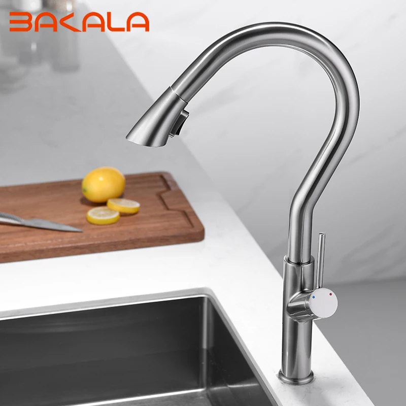  Chrome black Kitchen Sink Faucet Swivel Pull Down Kitchen Faucet Sink Tap Mounted Deck Bathroom Mou - 4000214998566