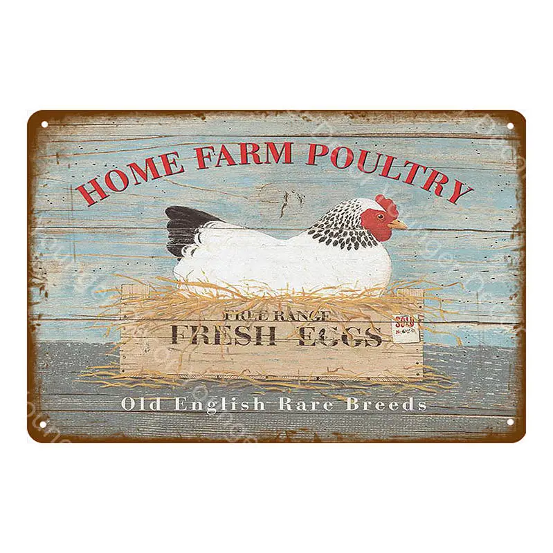 Fresh Eggs Black Grouse Metal Signs Beef Cow Chicken Meat Collection Poster Vintage Wall Painting Craft Farm House Decor YI-164 - Цвет: YD7888BI