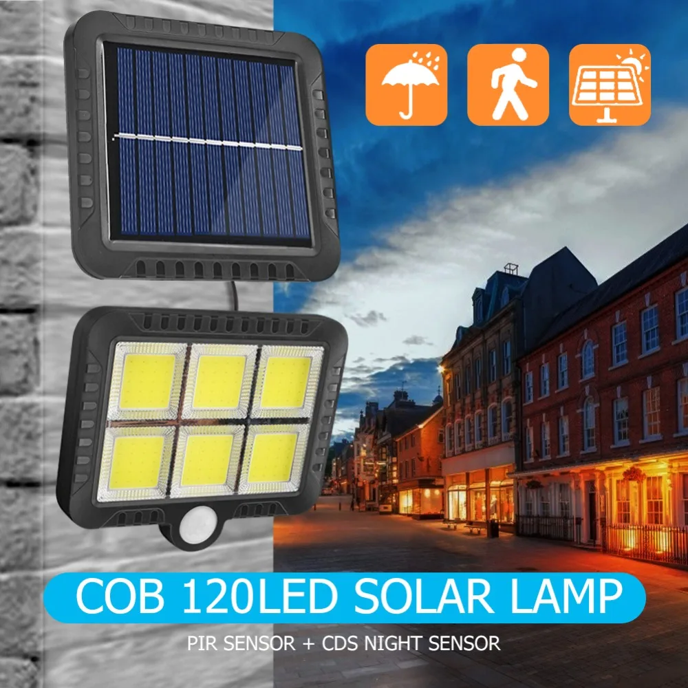 Новинка COB 120LED Солнечная лампа датчик движения Водонепроницаемый Открытый Путь ночного освещения поддержка наружные настенные прожекторы Прямая поставка