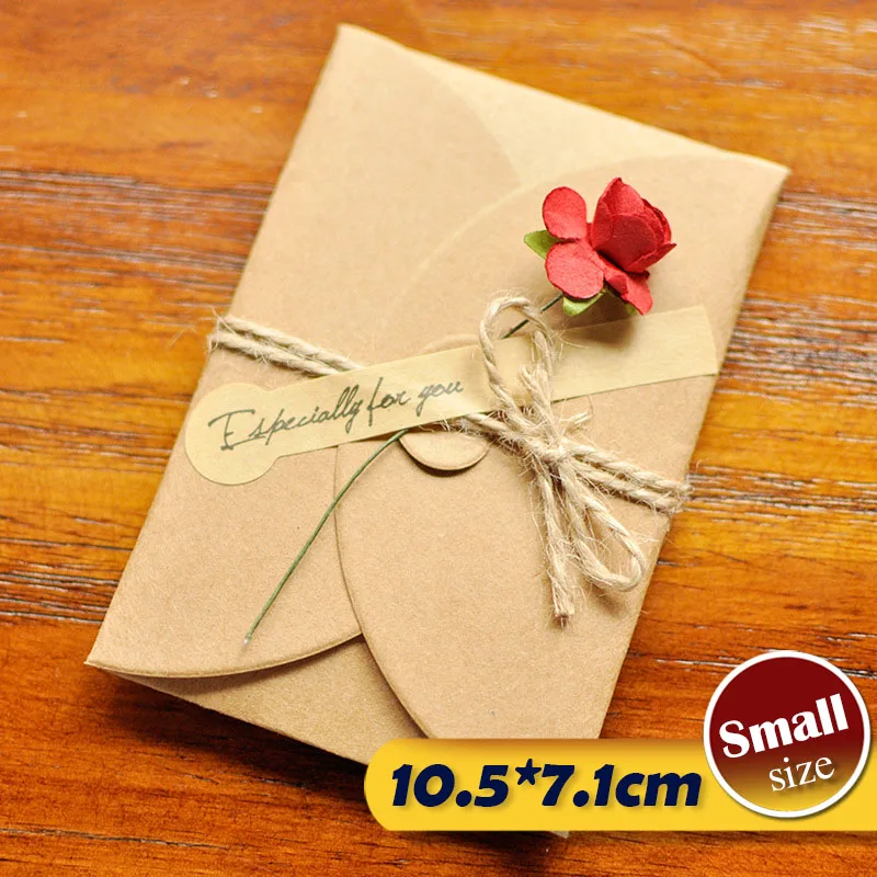 Small-c4-12pcs 12 шт Свадебные цветы пригласительные карты Крафт-бумага конверт высушенный цветок карман приглашения для вечеринки и свадебный подарок - Цвет: Small-c4-12pcs