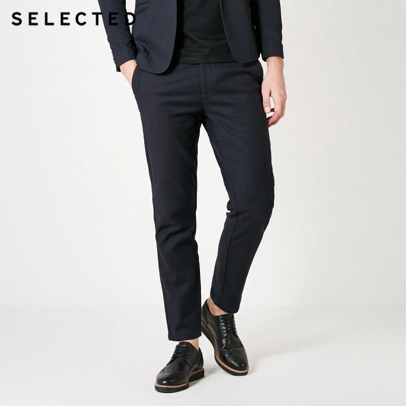 Выбранные Для мужчин хлопок Однотонная одежда Slim Fit слегка Эластичные штаны S |