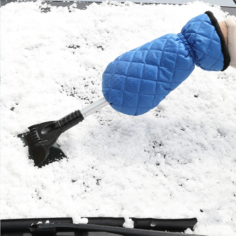 

Winter Car Snow Shovel Scraper with Velvet Glove Retractable Snow Ice Scraping Snow Removal Frost Tool Car Accessories