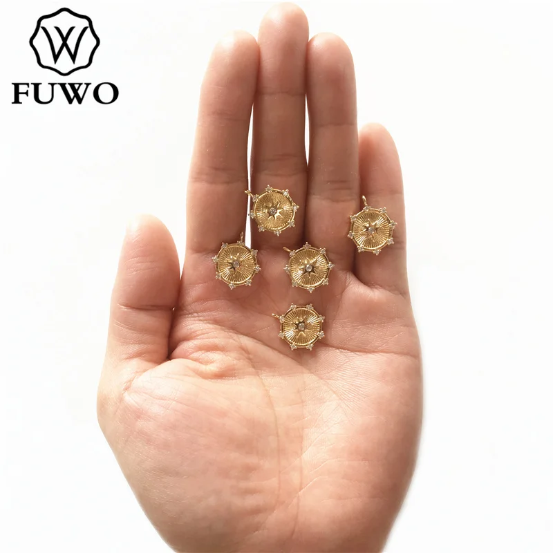 FUWO High Quality Brass Flower Shape Pendant With Gold Filled Anti Fading DIY Jewelry Making Accessories 10pcs/Lot B011