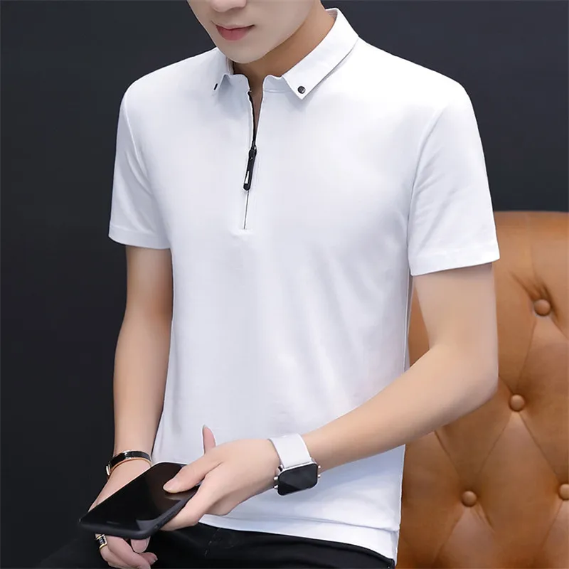 

Belbello 2019 New Summer Style Fashion Customized Shirt Men's Short Sleeves T-shirt Lapel Men's Sports Pure Color Short Sleeves