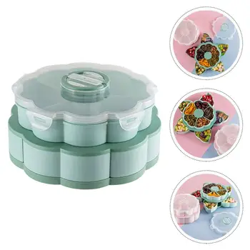 

Creative Rotating Candy Box Double Layer Snack Dry Fruits Nuts Storage Tray Bracket Petal Home Dried Fruit Box Double Fruit Tray