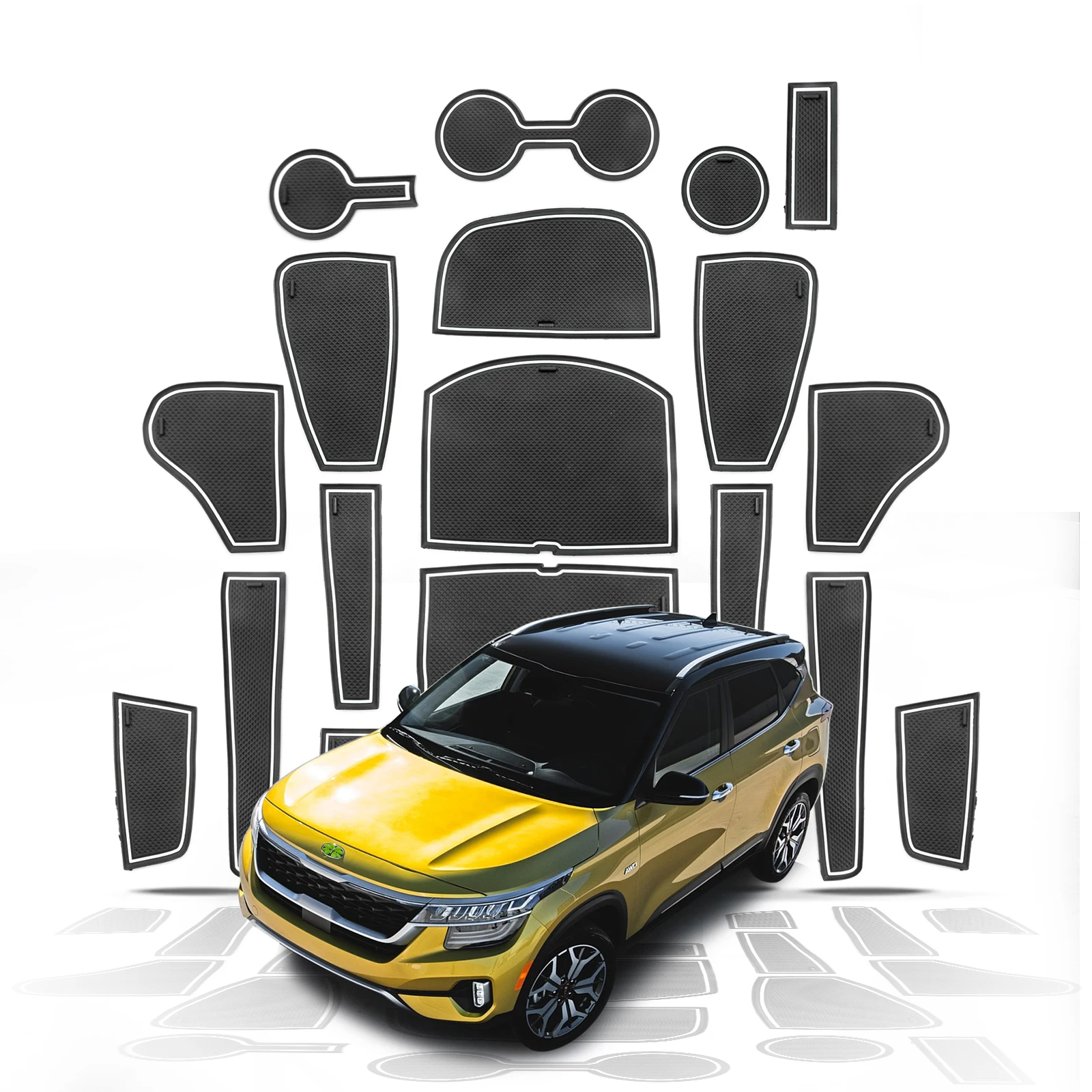 Ruiya-tapete para porta de carro com sulco,