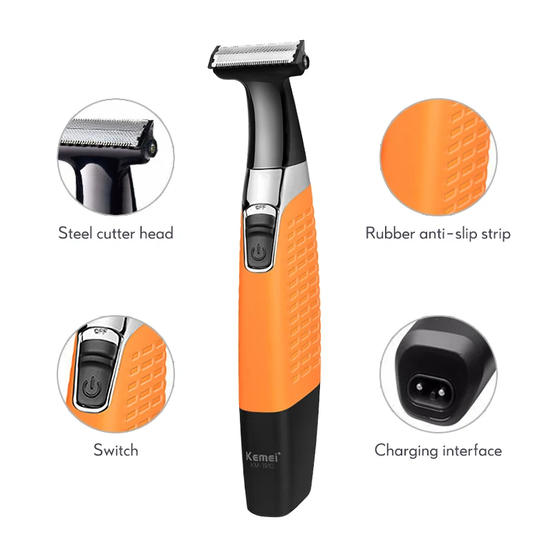 Online Kemei Professionelle Elektrische Rasierer USB Aufladbare Rasierer Bart Trimmer Männer Cordless Razor Körper Trimer Männlichen Rasieren Maschine 40D