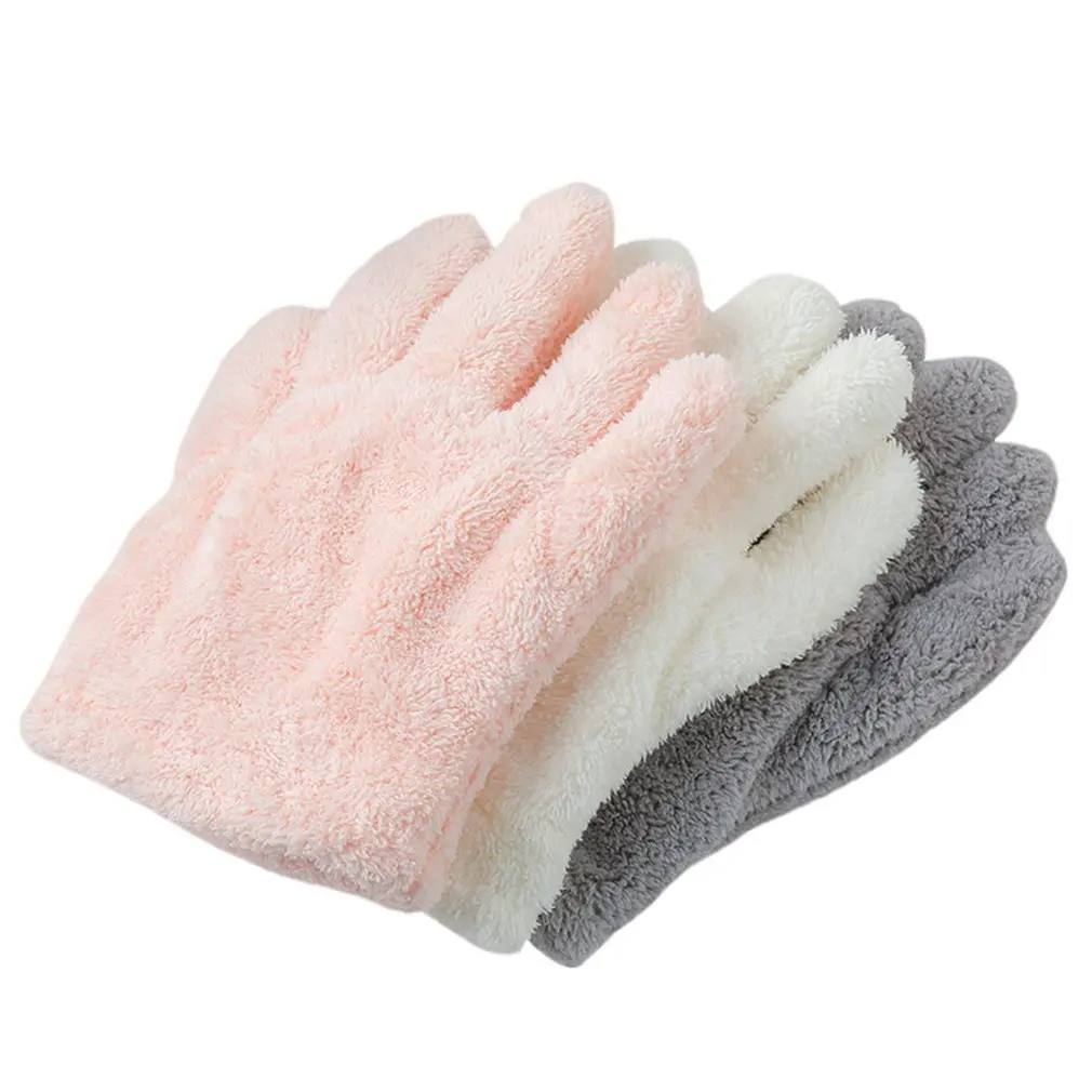 Quick Dry Hair Gloves Quick drying Coral Velvet Five Fingers Quick drying Absorbent Gloves 3