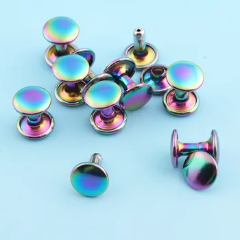 

10sets 9mm Double Cap Rivets Rainbow Rivets Nails Metal studs Round Studs for Bag Belt Garment Bracelet